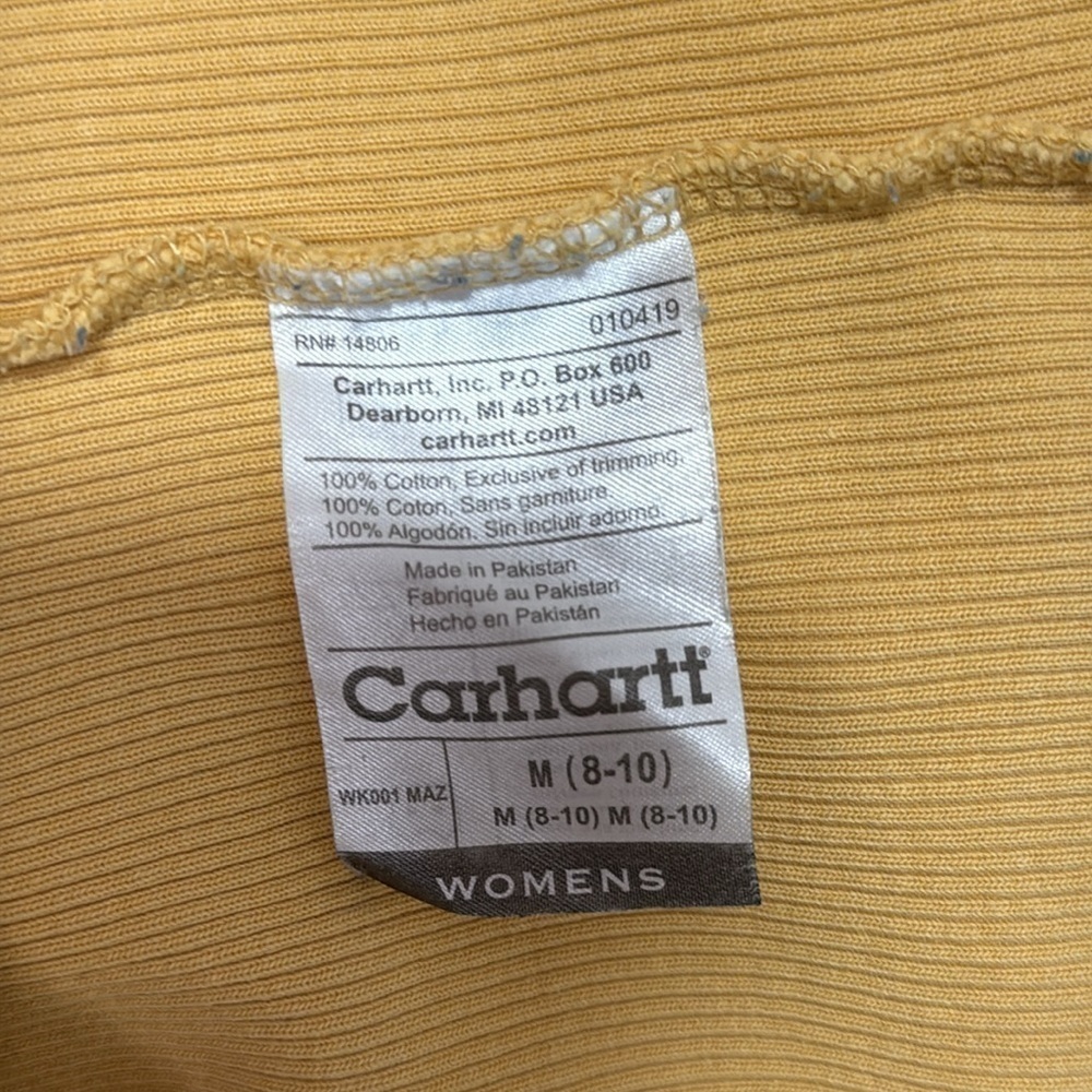 CARHARTT WOMEN'S LONG-SLEEVE RIBBED HENLEY SHIRT YELLOW SIZE MEDIUM - Picture 6 of 7